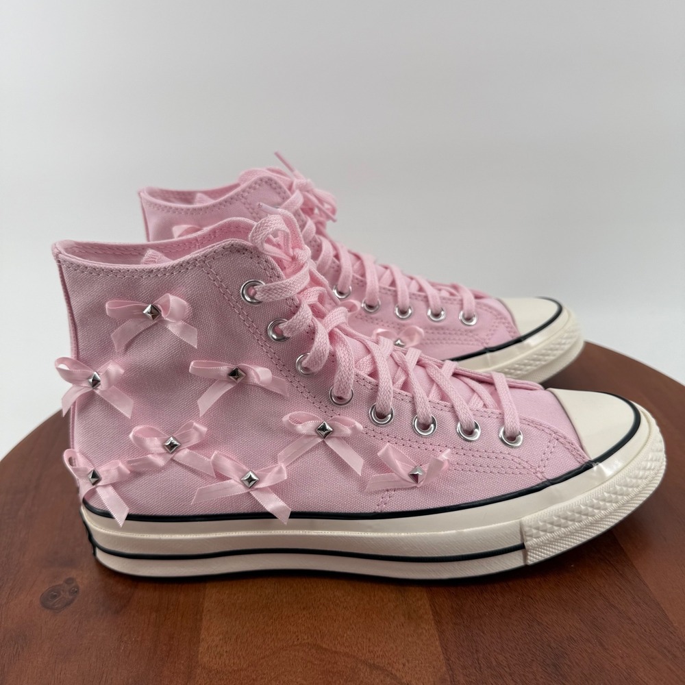 Converse Chuck 70 Hi Pink Frosting Studded Bow High Top Sneakers‎  Womens 9.5
